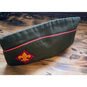 BSA VINTAGE 1970'S BOY SCOUT GARRISON HAT CAP WITH DIAMOND PATCH Size 7-71/8